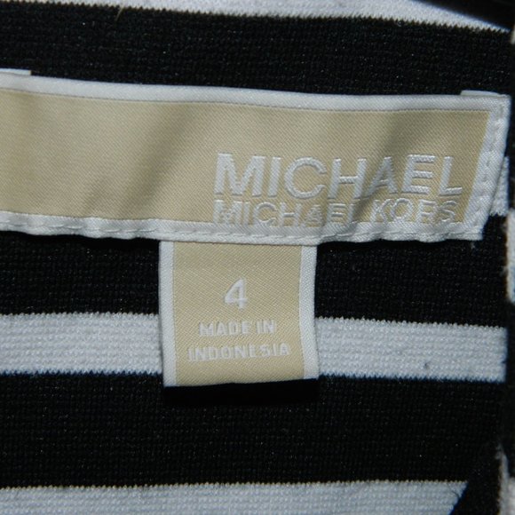 Michael Kors Zip Front Striped Dress Flare Sz 4 (X-40) - Picture 3 of 4